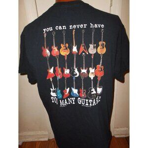 You Can Never Have Too Many Guitars Men's XL Black Short Sleeve T-Shirt.